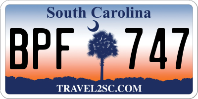 SC license plate BPF747