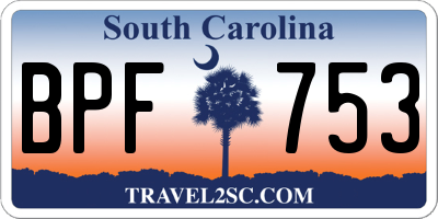 SC license plate BPF753