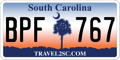 SC license plate BPF767