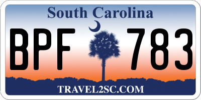 SC license plate BPF783
