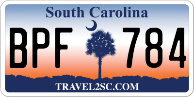 SC license plate BPF784