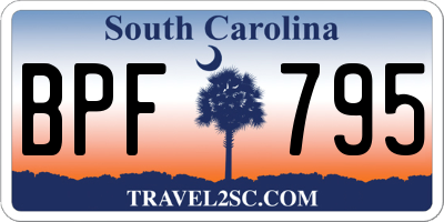SC license plate BPF795