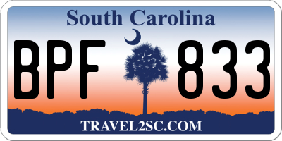 SC license plate BPF833