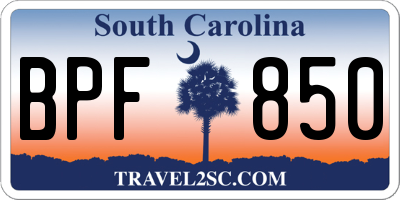 SC license plate BPF850
