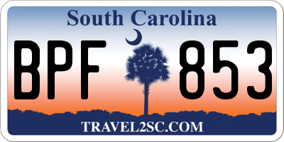 SC license plate BPF853