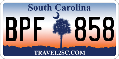 SC license plate BPF858