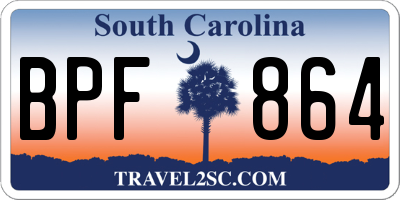 SC license plate BPF864