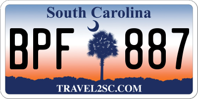 SC license plate BPF887