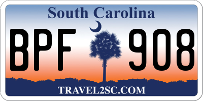 SC license plate BPF908