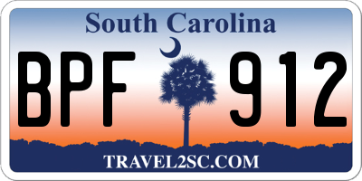 SC license plate BPF912