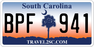 SC license plate BPF941