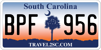 SC license plate BPF956