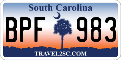 SC license plate BPF983