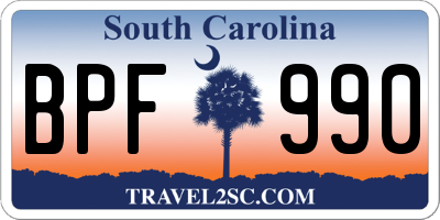 SC license plate BPF990