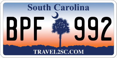 SC license plate BPF992