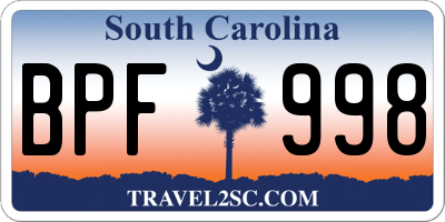 SC license plate BPF998