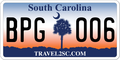 SC license plate BPG006