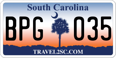 SC license plate BPG035