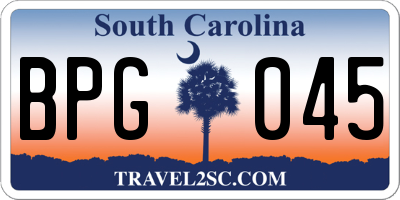 SC license plate BPG045