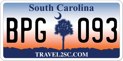 SC license plate BPG093