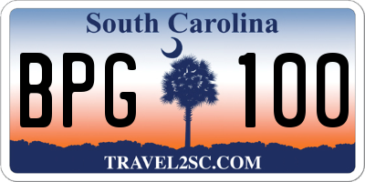 SC license plate BPG100