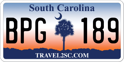 SC license plate BPG189