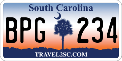 SC license plate BPG234