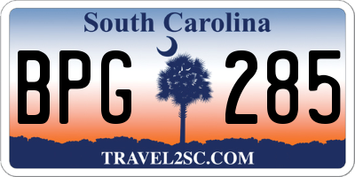 SC license plate BPG285