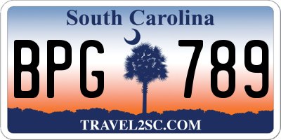 SC license plate BPG789