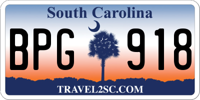 SC license plate BPG918