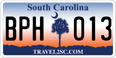 SC license plate BPH013