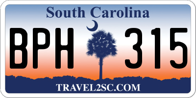 SC license plate BPH315