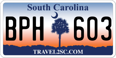 SC license plate BPH603