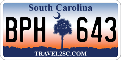 SC license plate BPH643