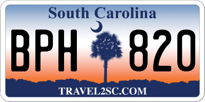SC license plate BPH820