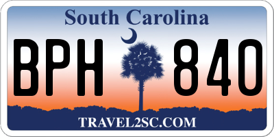 SC license plate BPH840