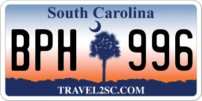 SC license plate BPH996