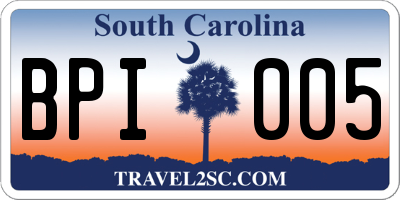 SC license plate BPI005
