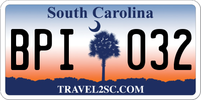 SC license plate BPI032