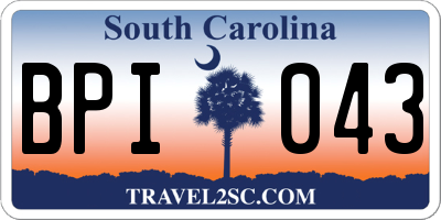 SC license plate BPI043