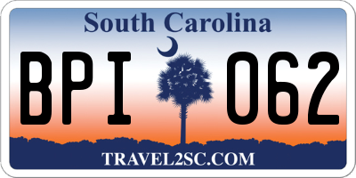 SC license plate BPI062