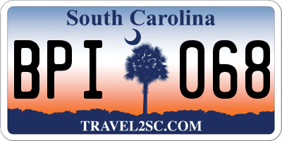 SC license plate BPI068
