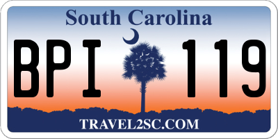 SC license plate BPI119
