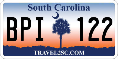 SC license plate BPI122