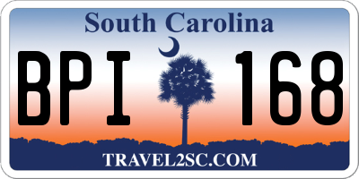 SC license plate BPI168