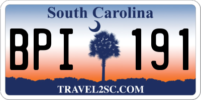 SC license plate BPI191