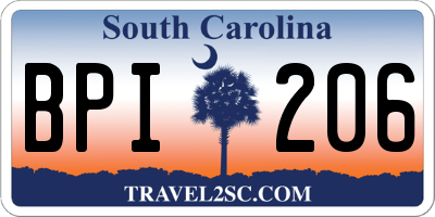 SC license plate BPI206
