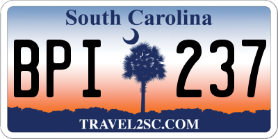 SC license plate BPI237