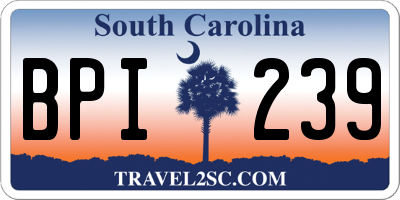 SC license plate BPI239