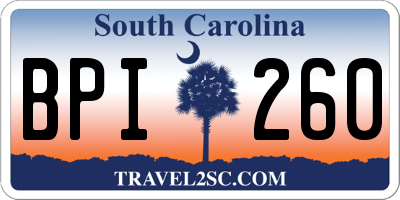 SC license plate BPI260